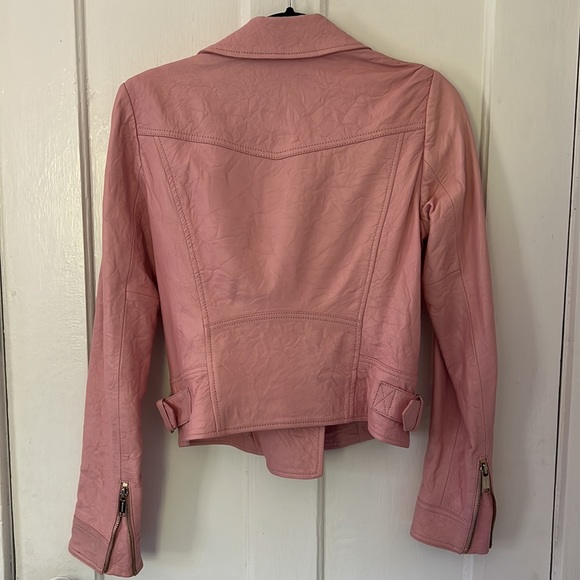 Michael Kors Crinkled Leather Moto Jacket Pink - Picture 4 of 4